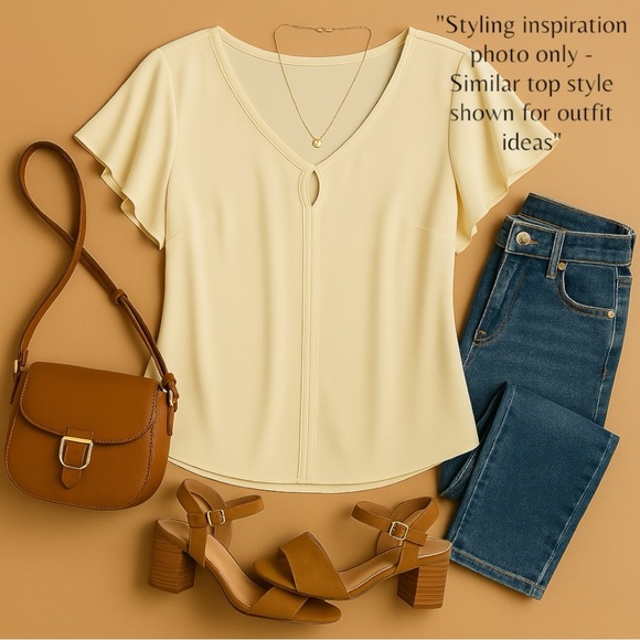 Counterparts Women's Yellow Ruffle Sleeve Top Size XL - Picture 3 of 13